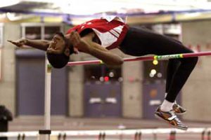 Justin Darlington of the McGill Track and Field team won gold with a school record leap of 2.07 metres in the men's high jump at the Quebec university track & field championship meet in February. Turn to page 11 for a profile of the high-flying McGillian. / Photo: Gary Rush, courtesy McGill Athletics & Recreation