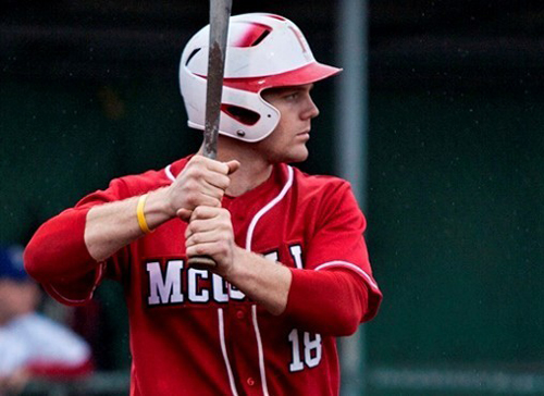 Outfielder Channing Arndt hit three homers and drove in seven runs as the McGill baseball team swept a doubleheader from the John Abbott College Islanders on Saturday. / Photo: max Rosenstein