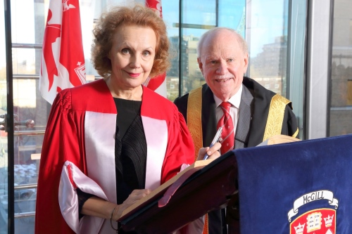 Kaija Saariaho and Chancellor Arnold Steinberg