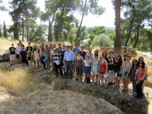 Professors Hans Beck and Kostas Buraselis (University of Athens) with McGill students at the site of the Ismenion in Thebes. The two researchers will run a conference this May at the European Cultural Centre in Delphi.
