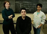 Mathematics professor Nilima Nigam (right) encouraged math physics student Tayeb Aïssiou (centre) to construct a mathematical model to predict cell population fluctuation in dentistry professor Svetlana Komarova's bone growth study.