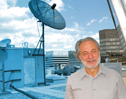 From high atop Burnside Hall on McGill’s downtown campus, atmospheric studies researcher Isztar Zawadzki collects weather data that plays a crucial role in everything from municipal storm sewer management to air travel safety. <em>Credit: Rachel Granofsky</em>