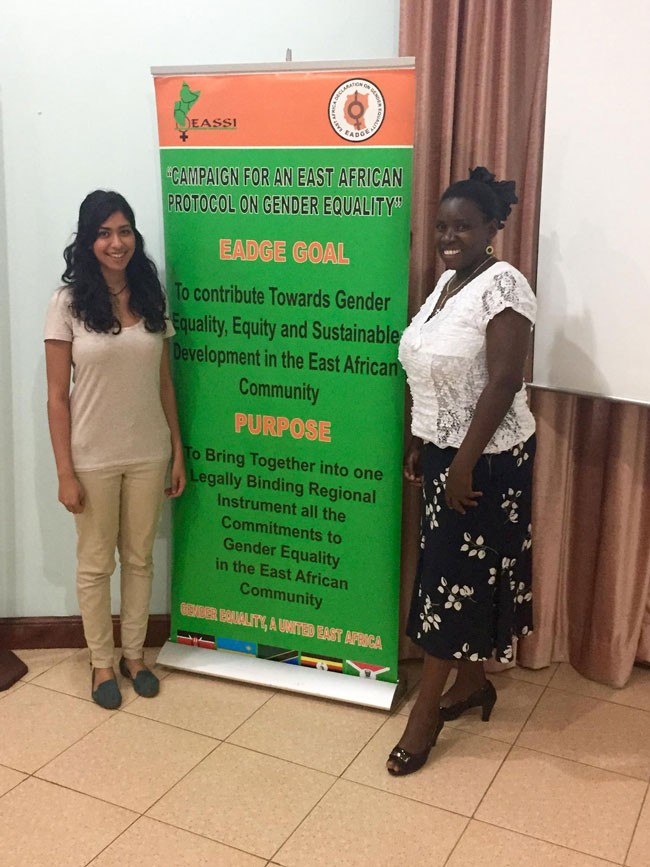 Tasha Kara, left, did a summer internship at the Women of Uganda Network in Kampala, Uganda. / Photo courtesy of Tasha Kara