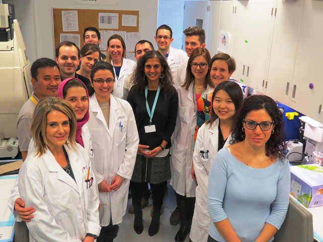 Dr. Nada Jababo (centre) and her team from the Child Health and Human Development Program at the RI-MUHC - Centre for Translational Biology. / Photo: Courtesy of the MUHC