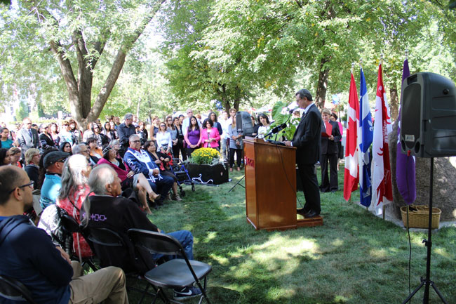 Provost Christopher Manfredi addresses the crowd. / Photo: Neale McDevitt