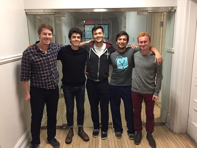 From left to right, Venddor's Joe Peplowski, Anthony Heinrich (cofounder), Tynan Davis (cofounder), David Tamrazov, Julien Marlatt (cofounder).