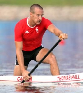 Tom Hall poised for action at the start of his race in Beijing. / Photo courtesy Tom Hall