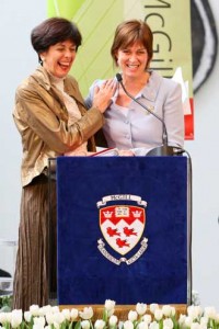 Michelle Courchesne, Quebec’s Minister of Education, Recreation and Sport, joined McGill Principal Heather Munroe-Blum at the official opening of the new McGill Life Sciences Complex.  / Photo: Owen Egan