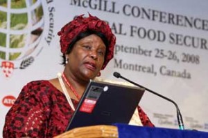 Her Excellency Judith Mbula Bahemuke, Kenya High Commissoner to Canada, speaking at the McGill Conference on Global Food Security. / Photo: Owen Egan