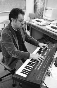 John Chowning plays a Yamaha DX7, c. 1984. / Photo courtesy Stanford University