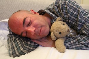 Michael Bourguignon (left) and Mr. Cuddles (right): breathing more easily for a good night’s sleep. / Photo: Owen Egan
