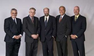 Jim Finch (centre), pictured here with represenatives of some of his research project's industry partners, led a team that was awarded with a special NSERC Synergy Award in September.